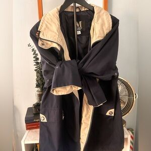 Mulberry Street Navy Beige Trim Zip Snap Jacket | Women’s Medium